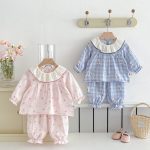 【73-100cm】フリル襟 カートゥーン プリント ルームウェア セットアップ - 画像 (3)