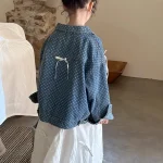 【90-150cm】 リボン付き デニム アウター - 画像 (2)
