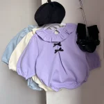 【66-90cm】 リボン フリル襟 ロンパース - 画像 (7)