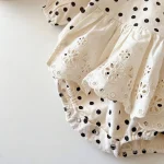 【66-100cm】 ワンピース風 ドット ロンパース - 画像 (5)