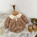 【66-90cm】 丸襟 小花柄 ロンパース - 画像 (4)