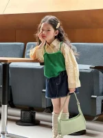【90-140cm】 グリーンキャミOR シャツ ORデニム スカート - 画像 (2)