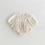 【66-90cm】 レースワンピース風 ロンパース - 画像 (4)