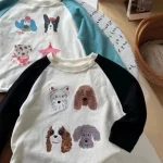 【80-150cm】かわいい 犬柄 Tシャツ - 画像 (5)