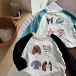 【80-150cm】かわいい 犬柄 Tシャツ