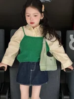 【90-140cm】 グリーンキャミOR シャツ ORデニム スカート - 画像 (8)