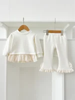 【66-120cm】 レース ノーカラー 裏ボア セットアップ - 画像 (3)