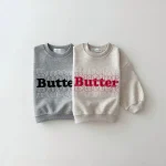 【80-130cm】 英字刺繡 トップス