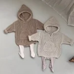 【66-90cm】 フーディシンプル ロンパース - 画像 (3)