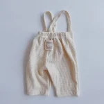 【66-90cm】サロペット リブ シンプル ルーズ ボトムス - 画像 (3)