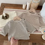 【73-100cm】 サイドボタン ボーダー シャツ - 画像 (10)