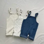 【73-100cm】 花柄 デニム サロペット - 画像 (2)