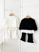 【66-120cm】 レース ノーカラー 裏ボア セットアップ - 画像 (2)