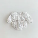 【66-90cm】 フリル襟 チェックOR花柄 ロンパース - 画像 (6)