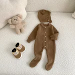 【66-90cm】 熊デザイン ボンネット オールインワン - 画像 (5)