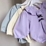 【66-90cm】 リボン フリル襟 ロンパース - 画像 (10)