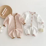 【66-90cm】 シンプル ロンパース - 画像 (2)