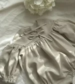 【66-90cm】 リボン パフスリーブ ロンパース - 画像 (8)