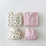 【73-120cm】ハート柄 セットアップ - 画像 (2)