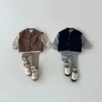 【66-100cm】 スリム コットン ストライプ ベビー ロング パンツ - 画像 (6)