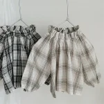 【66-90cm】 フリル襟 チェック トップス - 画像 (6)