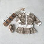 【73-100cm】チェック柄帽子＋ トップス ＋ スカート セットアップ/ロンパース - 画像 (14)