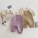 【73-120cm】 ポケット付き シンプル サロペット - 画像 (5)