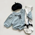 【66-90cm】 リボン フリル襟 ロンパース - 画像 (11)