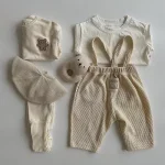 【66-90cm】サロペット リブ シンプル ルーズ ボトムス - 画像 (6)