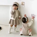 【73-100cm】チェック柄帽子＋ トップス ＋ スカート セットアップ/ロンパース - 画像 (10)