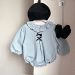 【66-90cm】 リボン フリル襟 ロンパース - 画像 (5)