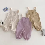 【73-120cm】 ポケット付き シンプル サロペット - 画像 (4)