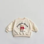 【80-130cm】 クマ 英字 プルオーバー トレーナー - 画像 (4)