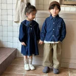 【80-150cm】 ビッグ襟 ワンピース  or デニム シャツ