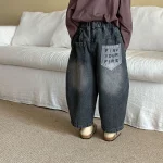【80-150cm】 バックポケットロゴ デニム パンツ - 画像 (13)