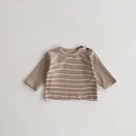 【73-100cm】 サイドボタン ボーダー シャツ - 画像 (14)