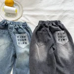 【80-150cm】 バックポケットロゴ デニム パンツ - 画像 (8)