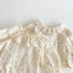 【66-100cm】 丸襟 小花柄 トップス ＆ サロペット ロンパース - 画像 (16)