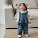 【73-100cm】 リボン デニム セットアップ OR トップス - 画像 (2)