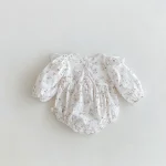 【66-90cm】 フリル襟 チェックOR花柄 ロンパース - 画像 (13)