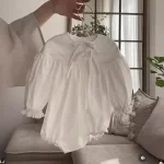 【66-90cm】 リボン パフスリーブ ロンパース - 画像 (6)