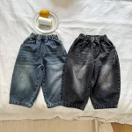【80-150cm】 バックポケットロゴ デニム パンツ - 画像 (10)