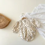 【66-100cm】 ワンピース風 ドット ロンパース - 画像 (10)