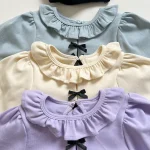 【66-90cm】 リボン フリル襟 ロンパース - 画像 (9)