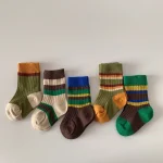【GOODS】 カラー切り替え ボーダー ソックス