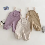 【73-120cm】 ポケット付き シンプル サロペット - 画像 (3)