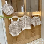 【73-100cm】チェック柄帽子＋ トップス ＋ スカート セットアップ/ロンパース - 画像 (13)