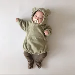 【66-90cm】ピュアカラーフート付き ロンパース - 画像 (7)