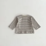 【73-100cm】 サイドボタン ボーダー シャツ - 画像 (13)