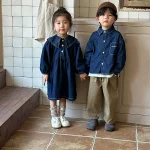 【80-150cm】 ビッグ襟 ワンピース  or デニム シャツ - 画像 (6)